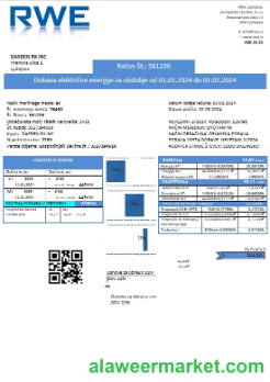 Slovenia RWE electricity proof of address business utility bill template in Word and PDF formats